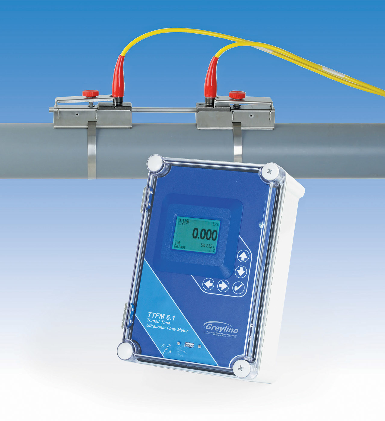 Greyline Instruments clamp-on ultrasonic flowmeter