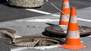 Manhole with Safety Cones