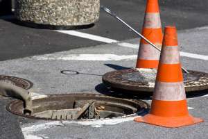 Manhole with Safety Cones
