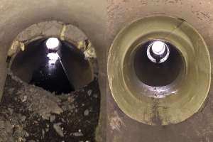 Before after point repair of failing culvert