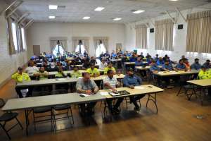 Mutual aid memberr agencies gather in a classroom setting for sso training