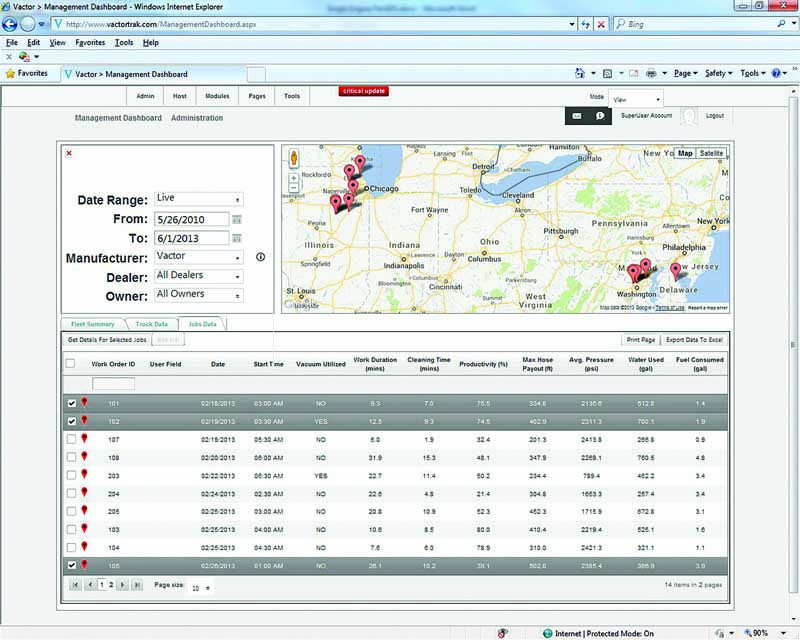 Mapping/Data Management Software - Vactor Manufacturing VactorTRAK